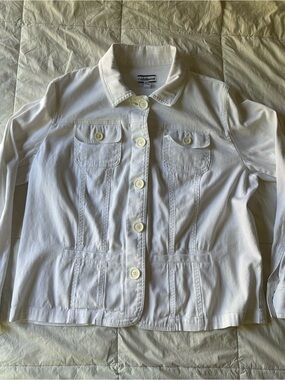 croft & barrow White Button-Front Jean Jacket
